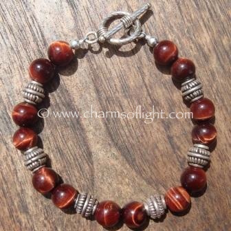 Red Tiger Eye & Silver Bracelet